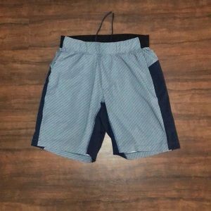Navy and light blue Patterned lined shorts
